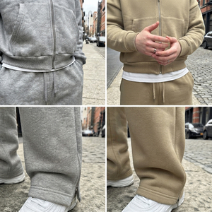 Ensemble de survêtement streetwear oversize à fermeture éclair, coupe décontractée, comprenant un sweat à capuche et un pantalon large à jambes larges, manches longues, style streetwear. - Product Image 6