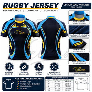 <b>Men</b> Rugby Jersey Lightweight Breathable Sports Apparel Rugby Jersey Sublimated Graphics High Performance Sportswear Rugby Jersey - Product Image 6