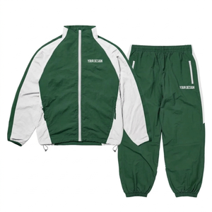 Ensemble coupe-vent décontracté sur mesure 100 % polyester, pantalon empilé en nylon, vêtements de sport unisexe, combinaison deux pièces zippée coupe-vent épaisse - Product Image 5