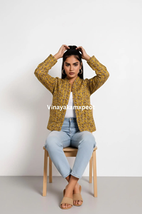 Manteau d'hiver en coton matelassé tricoté style bohème indien, imprimé floqué fait main, veste vintage, prix d'usine, collection 2026 à succès - Product Image 6