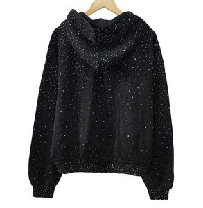 Sudadera con capucha y cremallera de alas de mariposa con pedrería para hombre y mujer 2026 Negra Oversize con gráfico plateado brillante, Chaqueta urbana de streetwear HD - Product Image 6