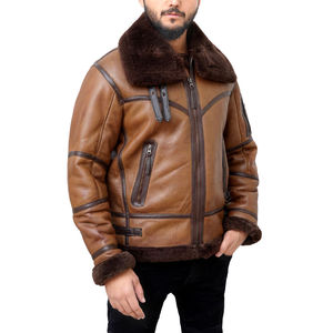 Factory Direct Sale Reasonable Price <b>Men</b> <b>Shearling</b> Leather <b>Jacket</b> New Arrival Comfortable Fit Stand Quick Dry Eco-Friendly - Product Image 3