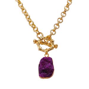 Raw Toggle Clasp Charm <b>Necklace</b> Gold Plated June Birthstone Handmade Geometric Crystal Strand Women's Trendy Daily Life - Product Image 2