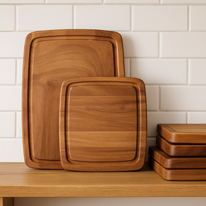 Grande planche à découper en bois d'acacia avec poignées latérales et rainure pour les jus, planche de cuisine en bois massif, planche à découper de boucher OEM - Product Image 6