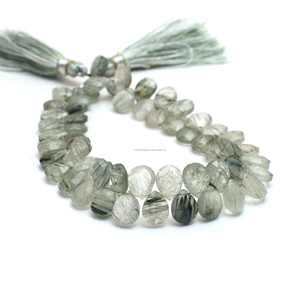 Cuentas de Piedras Preciosas Semipreciosas Sueltas, de Rutilo Verde Natural, Facetadas en Forma de Pera, de Primera Calidad, Hechas a Mano, para la Elaboración de Pulseras y Collares - Product Image 1