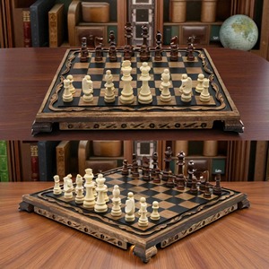 Modern Design Luxury Square <b>Wooden</b> <b>Chess</b> Board High Quality Handmade with <b>Chess</b> <b>Pieces</b> Customizable Decoration Rectangle Shape - Product Image 4