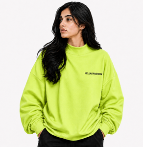 Sudadera de cuello alto lisa, de forro polar ligero de algodón, para invierno, estilo casual, con mangas largas y puños acanalados. - Product Image 1