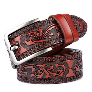Handicrafts Environment Friendly 100% Original Buffalo Leather Belts Fashionable Custom Length Metal Buckle Belt Engrave Design - Product Image 3