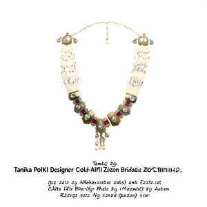 Tanika Polki Designer Gold-Plated Zircon Bridal Necklace and Earring Set - Product Image 2