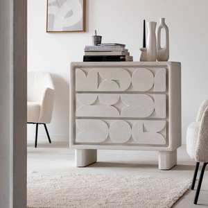 Commode en bois effet béton blanc Vandana Ultra Cresta - Product Image 1