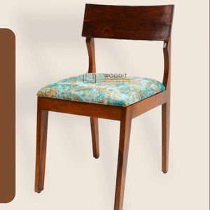 เก้าอี้รับประทานอาหารสไตล์มินิมอลทันสมัยพร้อมพนักพิงโค้งมน ฐานไม้เนื้อแข็ง หุ้มด้วยผ้าพิมพ์ลายดอกไม้ พร้อมเบาะนั่งนุ่มสบาย - Product Image 2