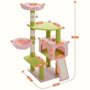 Torre per Gatti a Più Livelli da 120 cm con Tiragraffi Rivestiti in Sisal - Alberi e Tiragraffi Premium per Gatti - Product Image 6