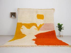 Alfombra Bereber Marroquí de Lana de Nueva Zelanda con Diseño Geométrico Moderno, Anudada a Mano, Decoración para Sala de Estar de Uttar Pradesh, ITHL MR-75 Stain - Product Image 3