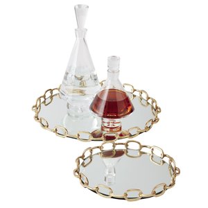 Modern Antique Gold Round <b>Tray</b> with Snaffle Bit Border Decorative Metal <b>Mirror</b> <b>Tray</b> Luxury Equestrian Themed Tabletop Organizer - Product Image 3