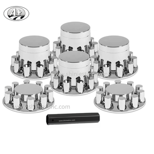 Ensemble d'enjoliveurs de roue chromés de style plat ABS 22.5 pour essieux avant et arrière American Truck and Bus-Couvre-roue en plastique - Product Image 1