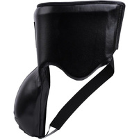 Protège-entrejambe de boxe Fly Boxing personnalisable en cuir véritable noir, équipement de protection unisexe léger avec fermeture à lacets et taille élastique
