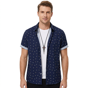 เสื้อเชิ้ตแขนสั้นลายจุดสำหรับผู้ชาย ปกคอปก ทรงปกติ ผ้าฝ้าย 100% ระบายอากาศได้ดี เหมาะสำหรับใส่ในฤดูร้อน ลายทาง - Product Image 4