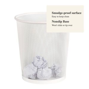 Cestino per Rifiuti in Rete d'Acciaio Bianco con Base Antiscivolo, Resistente alle Impronte, Capacità 3 Galloni, per Interni - Product Image 5