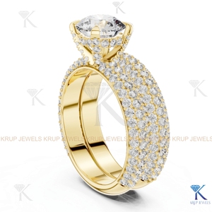 แหวนเพชรแล็บโกรว์ 2.50 กะรัต ทรงหรูหรา ประดับเพชรแบบหลายแถว วงแหวนทองคำแท้ 14K/18K สำหรับผู้หญิง ของขวัญสำหรับงานแต่งงาน - Product Image 4