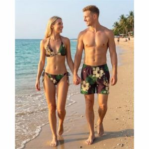 Traje de Baño Familiar a Juego para Vacaciones de Verano, Conjunto de Bikini Floral para la Playa - Product Image 6