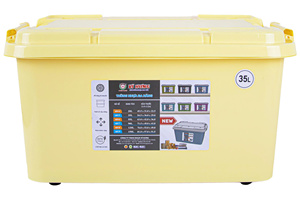 Conteneurs de rangement ménagers en plastique écologique durables avec couvercles, empilables, design gain de place, pour cuisine moderne, boissons et vêtements - Product Image 2