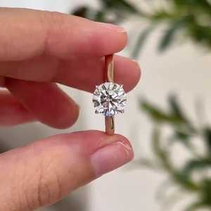 Anillo de Compromiso con Diamante Cultivado en Laboratorio de 1 Quilate, Corte Redondo, Oro Sólido de 14K/18K, Anillo de Boda Solitario de 4 Puntas, Precio de Fábrica, Venta al Por Mayor - Product Image 4