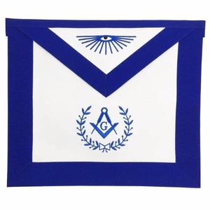 High quality Master Mason Blue Lodge <b>Apron</b> - <b>White</b> & Blue Machine Embroidery Masonic <b>Aprons</b> featuring detailed embroidery - Product Image 1