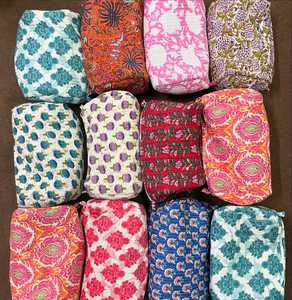 New Arrival of Set of 3 Cotton Handmade Quilted Hand Block Cotton <b>Makeup</b> <b>Box</b> Tie Dye Women Travel Toiletry Bag Lightweight - Product Image 4
