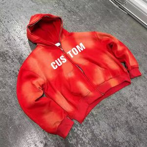 Sudadera con Capucha de Alta Calidad para Hombre, Estilo Urbano, Hip Hop, Lavado Ácido, Personalizada, Efecto Desgastado por el Sol, Talla Grande, Color Negro - Product Image 5