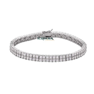 Bracelet tennis en or blanc pour femme, diamants de laboratoire, argent 925, taille brillant rond, couleur D, certifié IGI, luxe, usage quotidien - Product Image 1