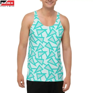 Camiseta sin mangas con estampado geométrico para hombre, de secado rápido, poliéster, deportiva, cuello redondo, para entrenamiento y actividades deportivas. - Product Image 1
