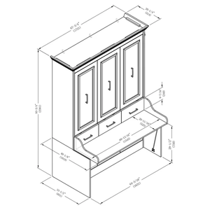 Lit Murphy blanc taille Queen, lit mural pliable moderne, meuble de chambre convertible gain de place avec étagère de rangement - Product Image 4
