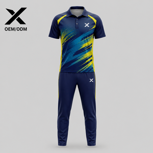 Ensemble uniforme de cricket sublimé pour hommes X Sports, polo à manches courtes avec pantalon à taille élastique, imprimé dégradé, évacuation de l'humidité, OEM ODM - Product Image 1
