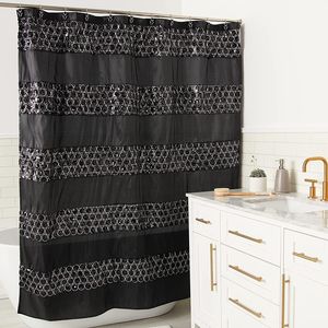 12pc Classic Luxury Fabric Bathroom Shower <b>Curtain</b> Set with Unique Design & <b>Hooks</b> - Product Image 5