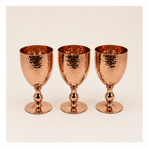 Copa de Vino de Cobre Puro 100% Hecha a Mano, Juego de Copas de Metal de Lujo para Bar, Fiestas y Regalos de Boda en Oferta - Product Image 1