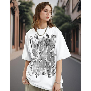 T-shirts graphiques en coton vintage pour hommes, style Y2K, coupe oversize, hauts d'été - Product Image 4