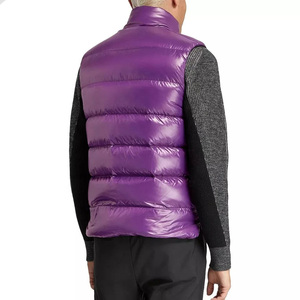 DAIZEN STAR High Quality Men's Purple Stand Collar Puffer Vest Solid Color Windproof Casual Outerwear Button Closure Winter Wear - Product Image 6