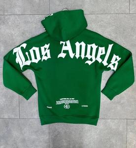 Sudadera con capucha para hombre, estilo urbano, con gráfico clásico de Los Ángeles y logo curvo. - Product Image 3