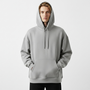 Sweat-shirt à capuche surdimensionné pour homme, couleur unie, en polaire, avec poche kangourou, coupe classique, décontracté, pour l'automne - Product Image 4
