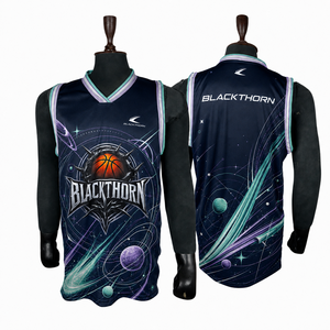 Camiseta de Baloncesto Personalizada OEM para Hombre, sin Mangas, Cuello en V, Sublimación Completa, Malla de Poliéster, Ajuste Atlético, Ropa Deportiva de Equipo - Product Image 2