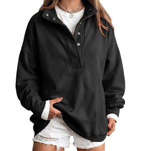 Sudadera clásica para mujer, 100% algodón, tejido de rizo, 280-300 GSM, color sólido, con botones frontales o estampado, proveedor de Bangladesh. - Product Image 3