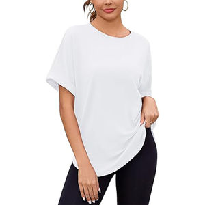 เสื้อยืดคอกลมสีขาวสำหรับผู้หญิง แฟชั่นฤดูร้อน สไตล์ลำลอง พิมพ์ลายได้ตามต้องการ ย้อมสีพื้น ผ้าฝ้าย 100% ระบายอากาศได้ดี พร้อมโลโก้ - Product Image 6