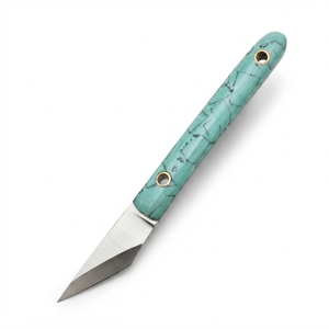 Couteau à découper et à affiner le cuir en acier au carbone personnalisé, manche en résine turquoise, outil de sculpture du cuir, fournisseur en gros - Product Image 1
