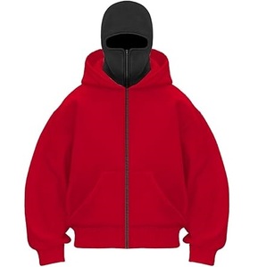 Sudadera con capucha ninja extragrande de forro polar con cremallera y hombros caídos, transpirable, unisex, con cubre rostro, para ciclismo - Product Image 1