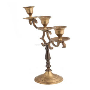 Bougeoir à 3 cônes en aluminium avec bougeoir conique en métal doré pour la décoration d'éclairage domestique - Product Image 2