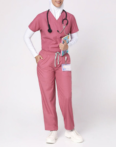 Tenues d'hôpital en gros, blouses médicales à manches courtes, ensembles de blouses d'été unisexes, combinaisons médicales 100 % inspectées (QC), polyester et élasthanne - Product Image 5