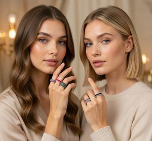 Anillos Apilables Finos de Macramé |   Joyería Minimalista de Cordón Tejido |   Piedra Natural Certificada IGI, Estilo Náutico |   HARI OM - Product Image 2