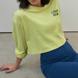 OEM Logo personnalisé 2024 nouveau plaine à manches longues Gym Yoga Crop Top coton entraînement T-shirt femmes Fitness course porter T-shirt - Product Image 3