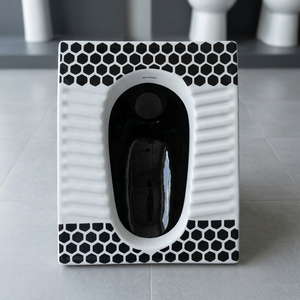 Stylish Artistic Black & White Double Color <b>Ceramic</b> Orissa Squatting <b>Pan</b> Designer Bathroom WC Sanitary Ware India - Product Image 3
