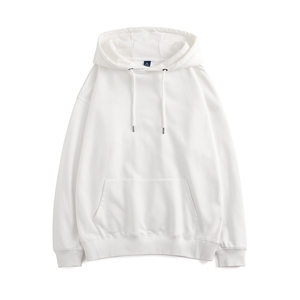 Sweat-shirt à capuche blanc surdimensionné pour homme, coupe classique, en molleton de coton, décontracté, avec poche, respirant, pour l'hiver - Product Image 1